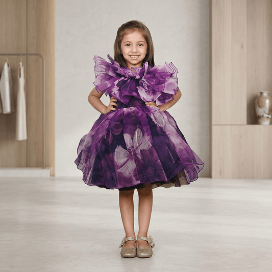 purple party frock for girls-M250120