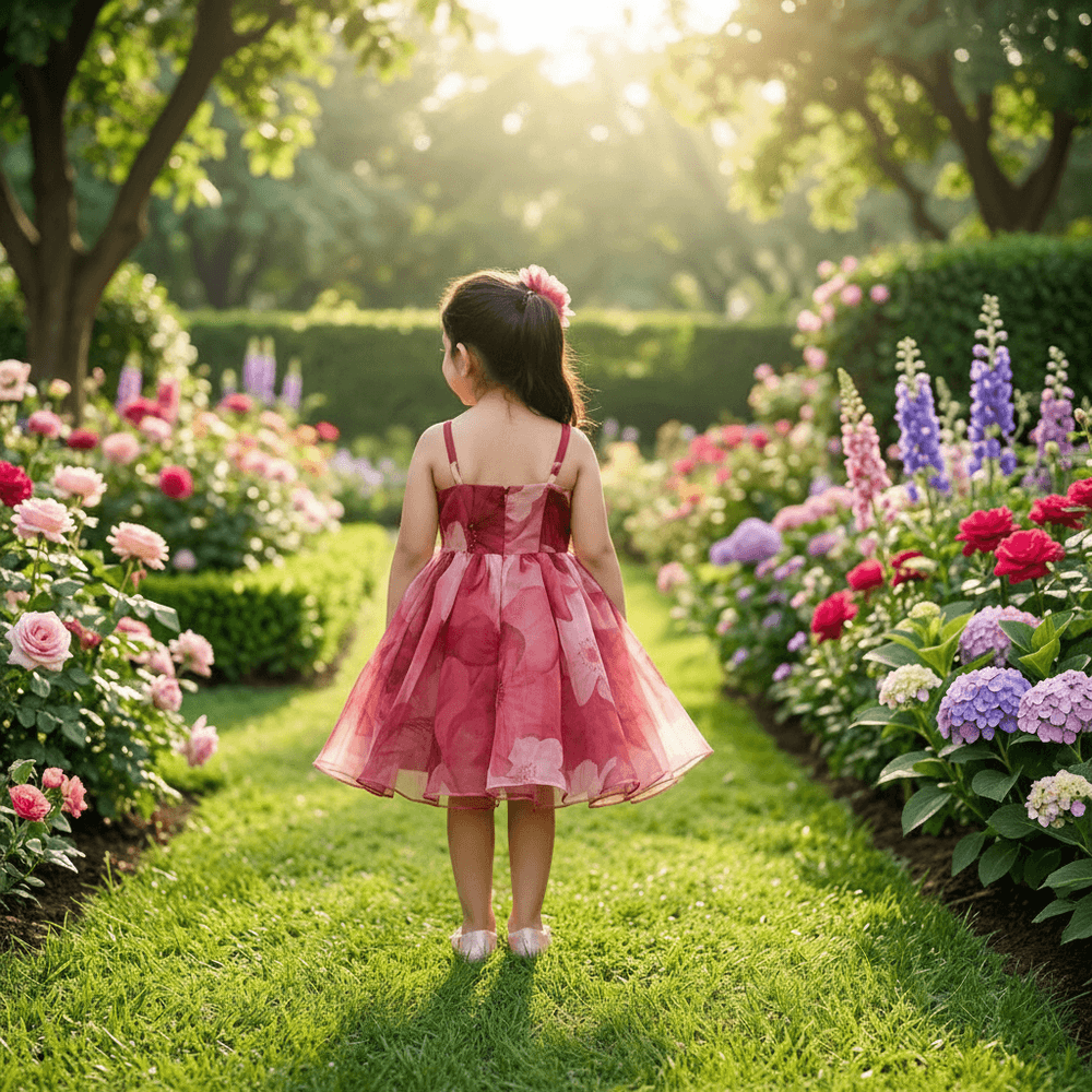 maroon party frock for girls-M250121