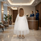 white party frock for girls-M250118