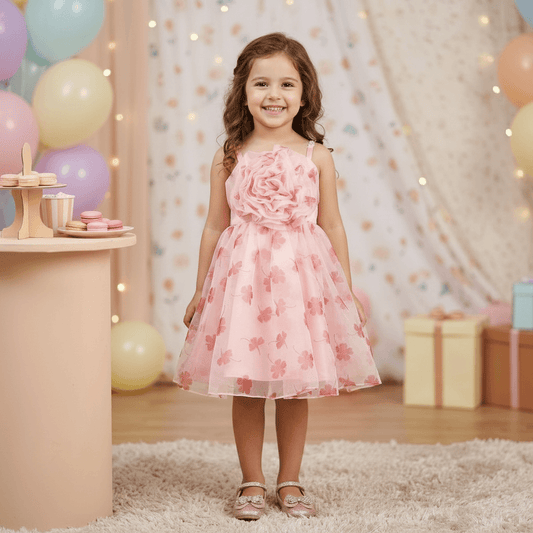 pink party frock for girls-M250122