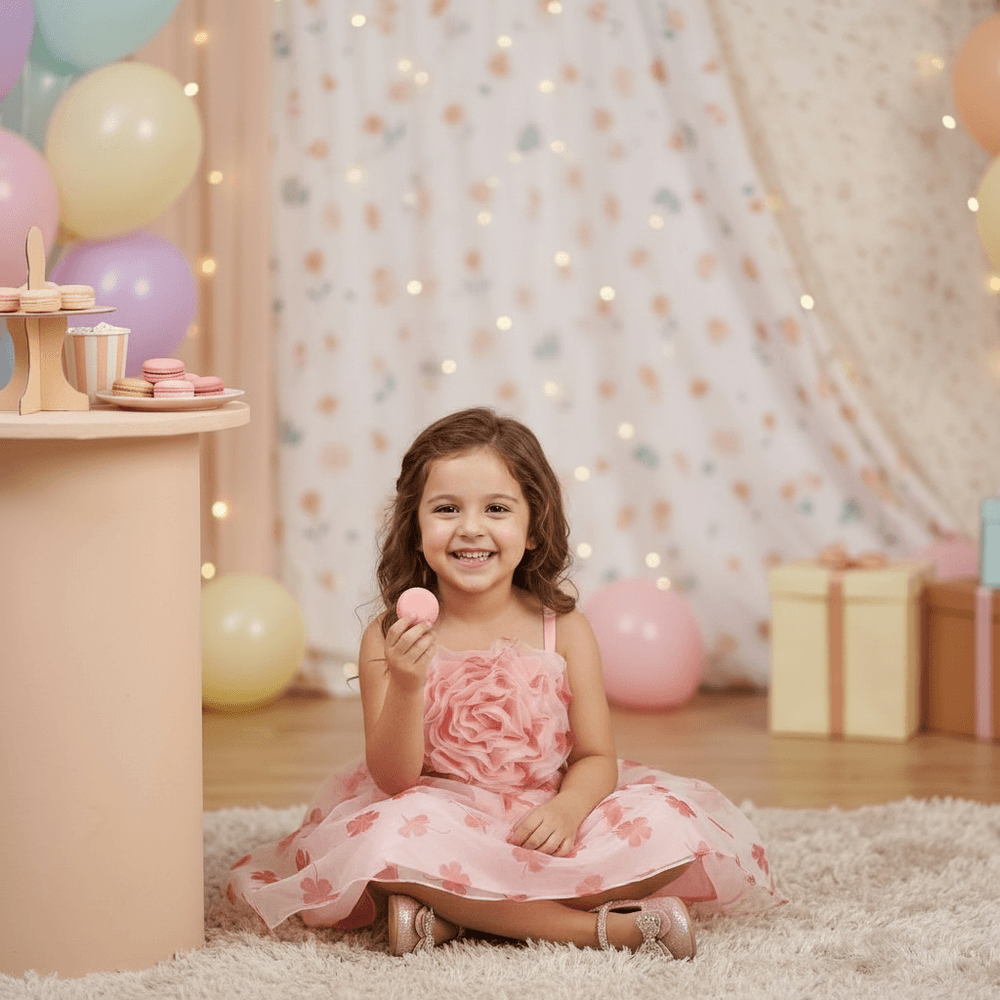 pink party frock for girls-M250122