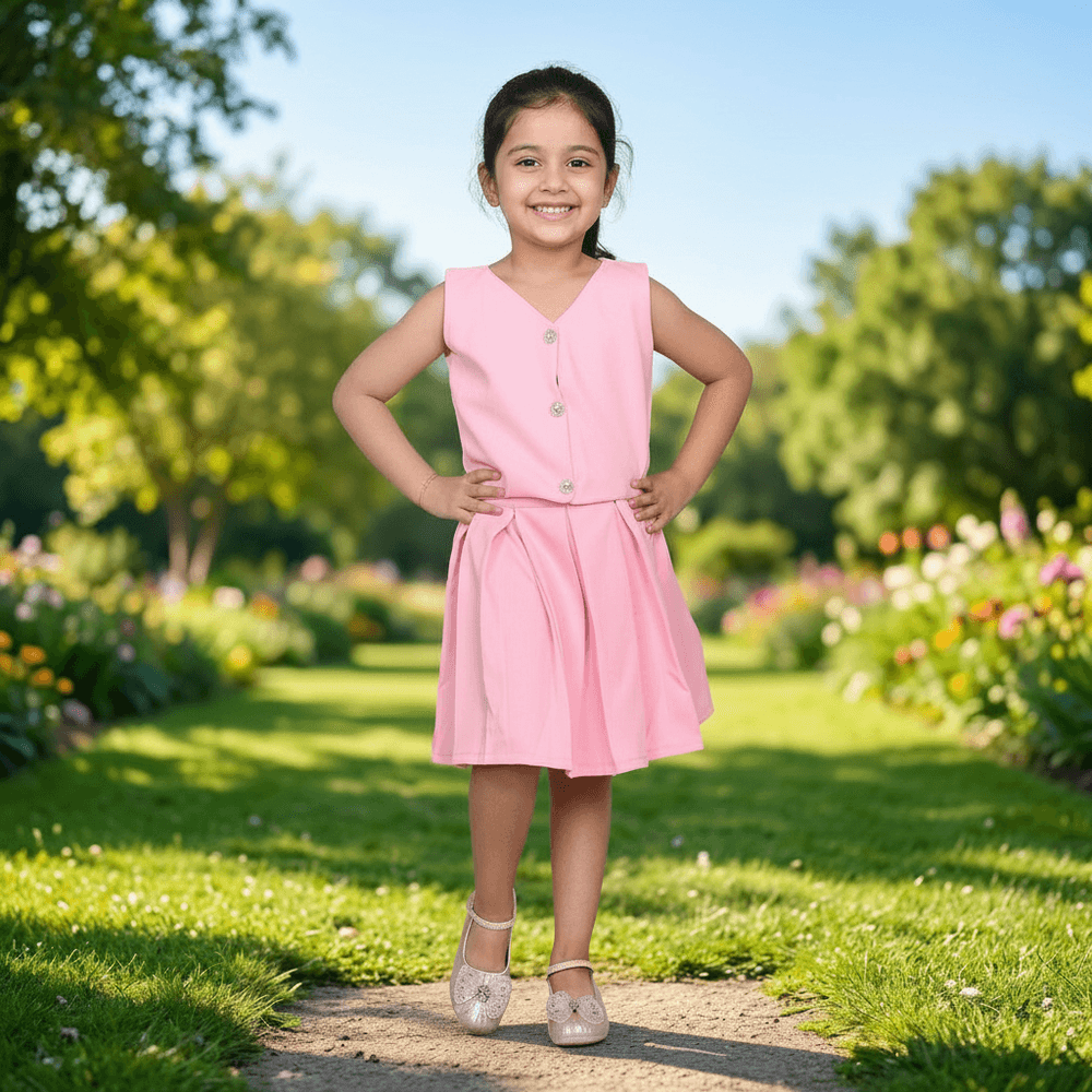 pink skirt & top for girls-M250130