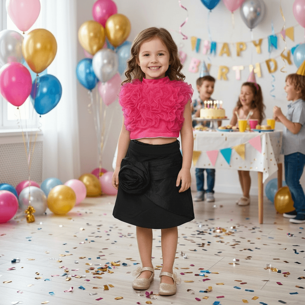 Magenta skirt & top for girls-M250132