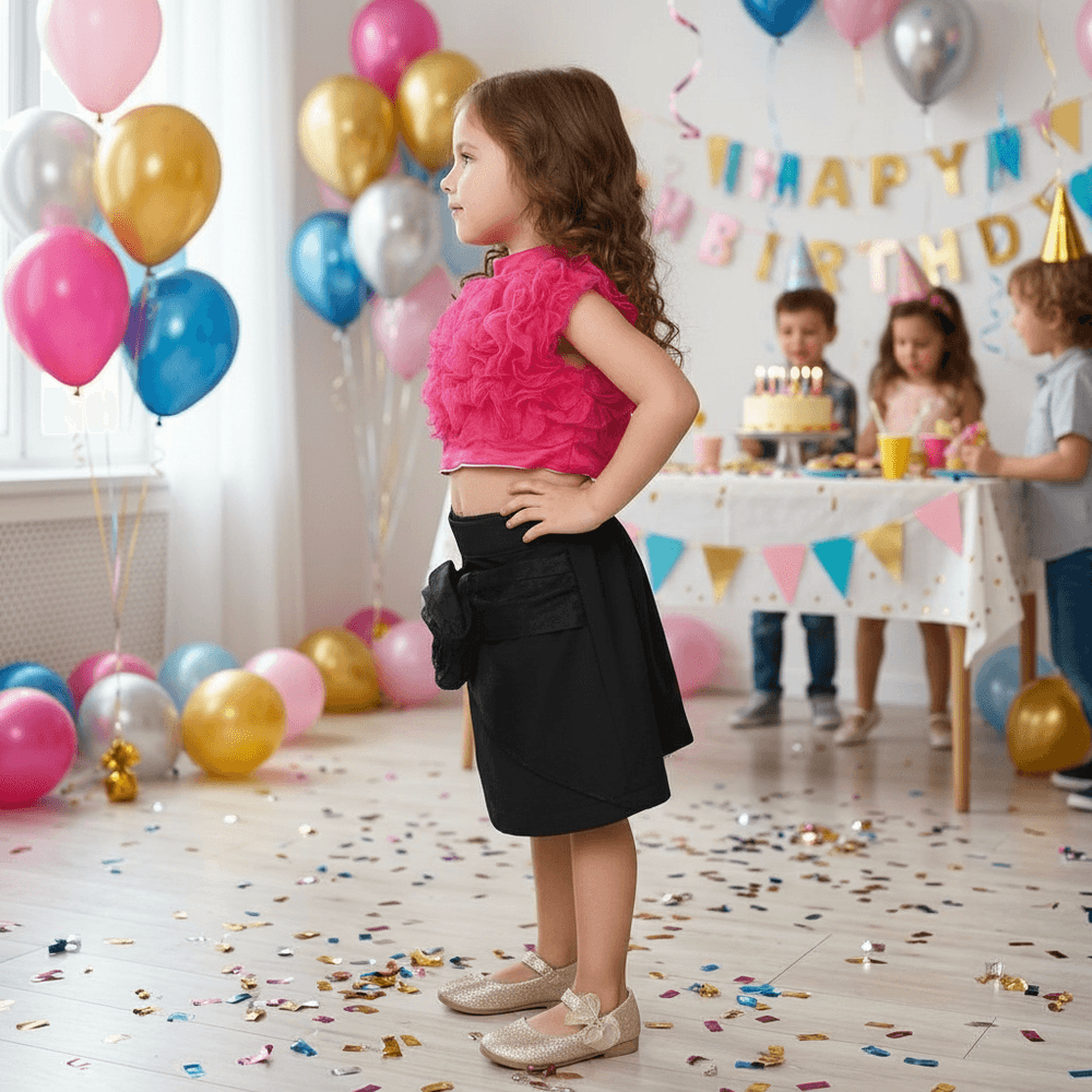 Magenta skirt & top for girls-M250132