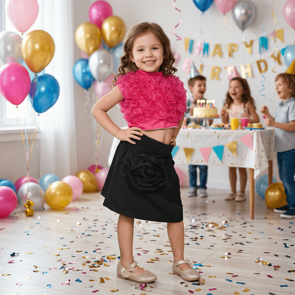 Magenta skirt & top for girls-M250132