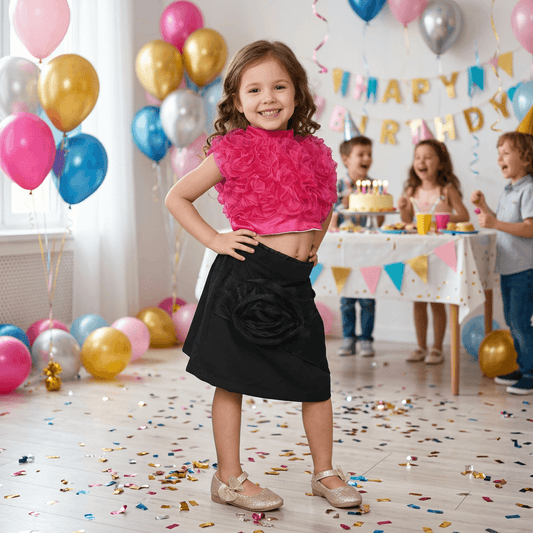 Magenta skirt & top for girls-M250132