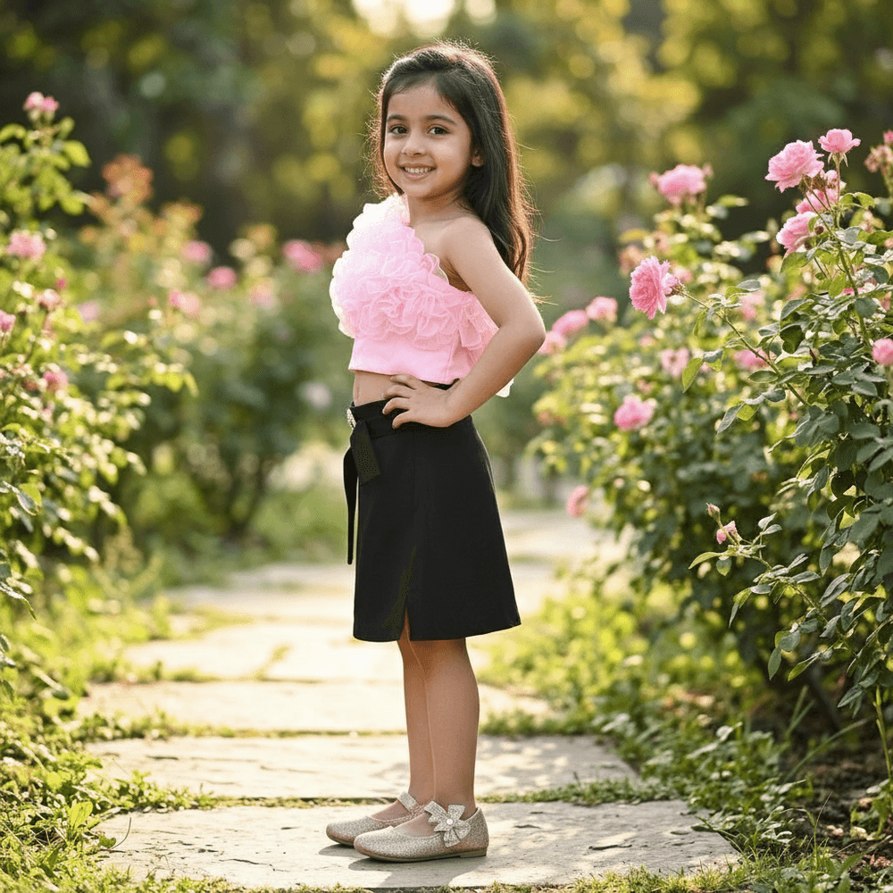 pink skirt & top for girls-M250133