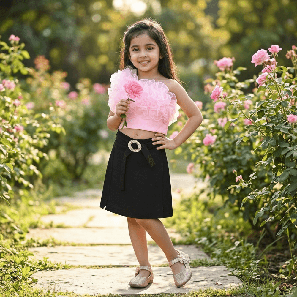 pink skirt & top for girls-M250133