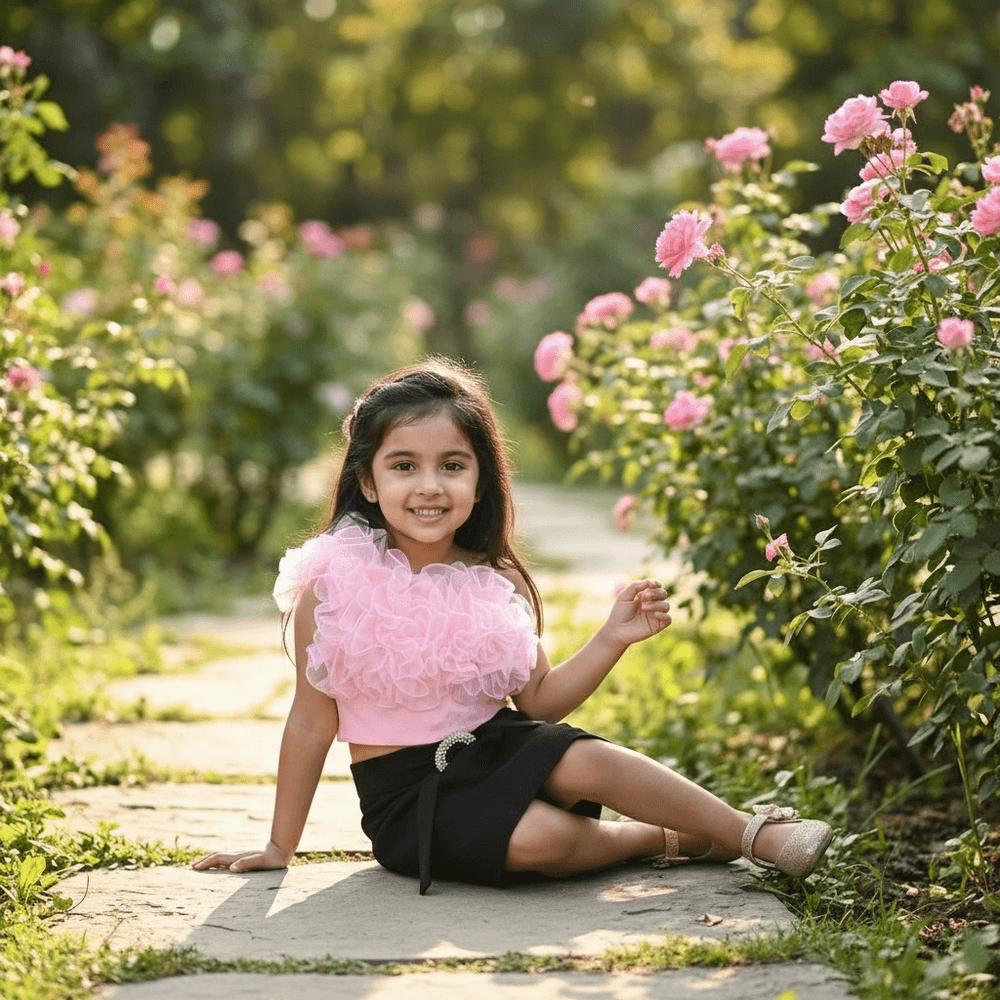 pink skirt & top for girls-M250133