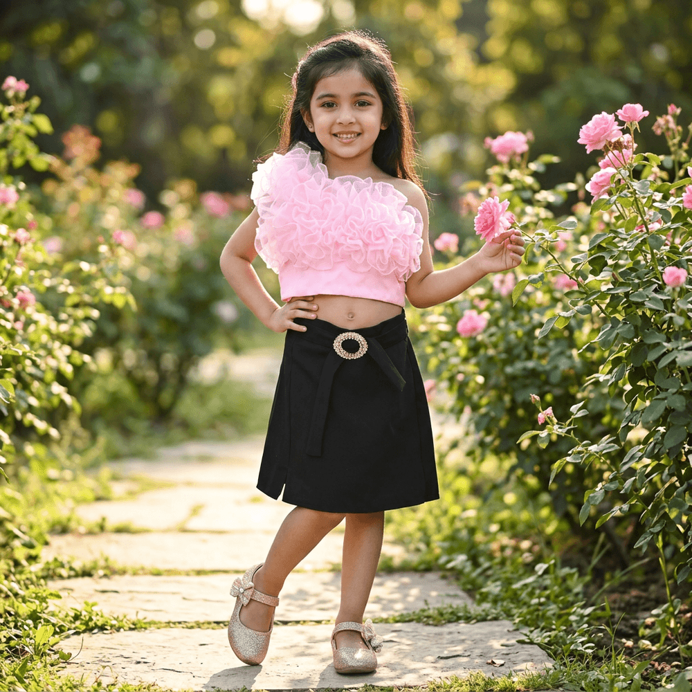 pink skirt & top for girls-M250133