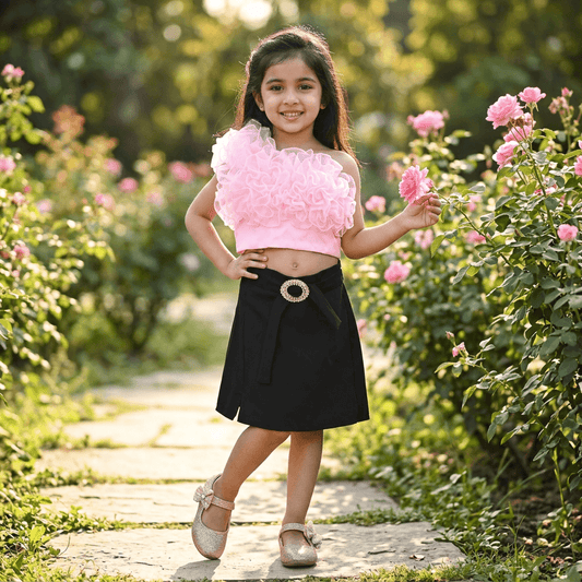 pink skirt & top for girls-M250133