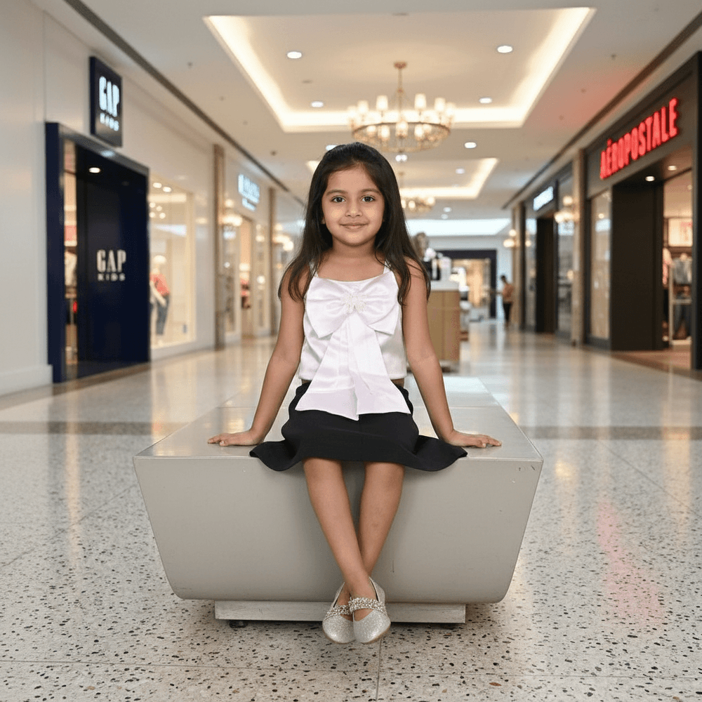 White skirt & top for girls-M250135