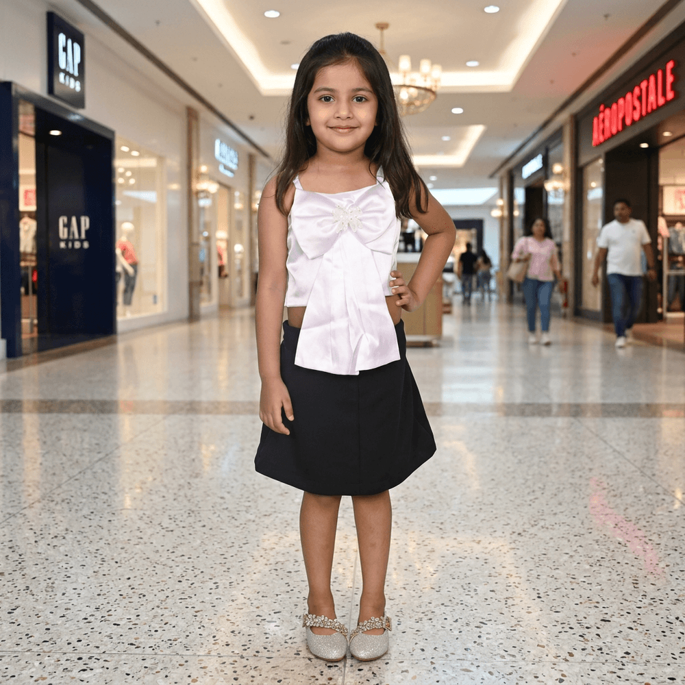 White skirt & top for girls-M250135
