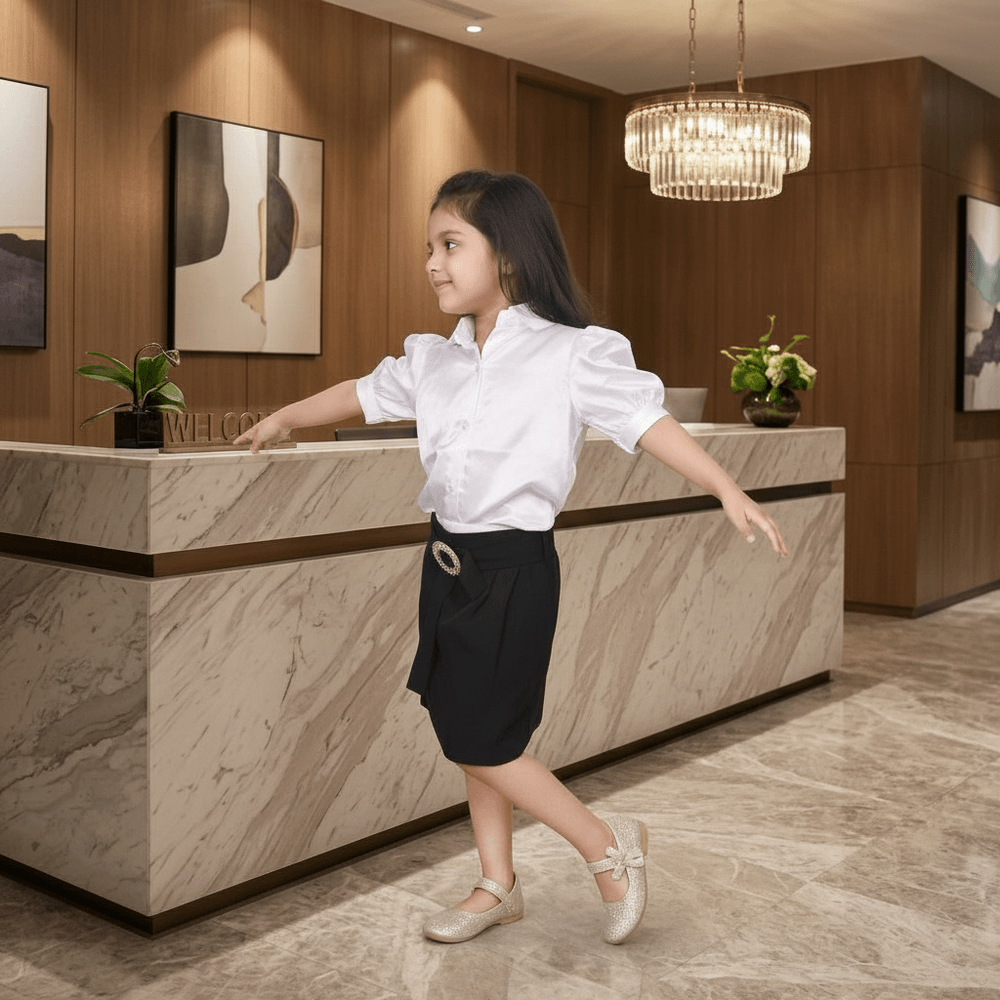 white skirt & top for girls-M250137