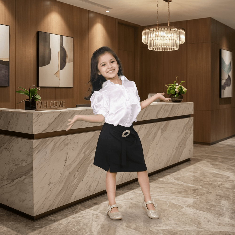 white skirt & top for girls-M250137