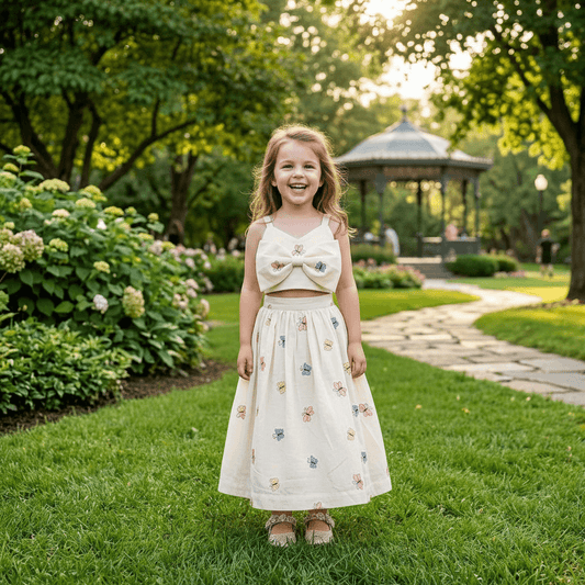 off white skirt & top for girls-M250139