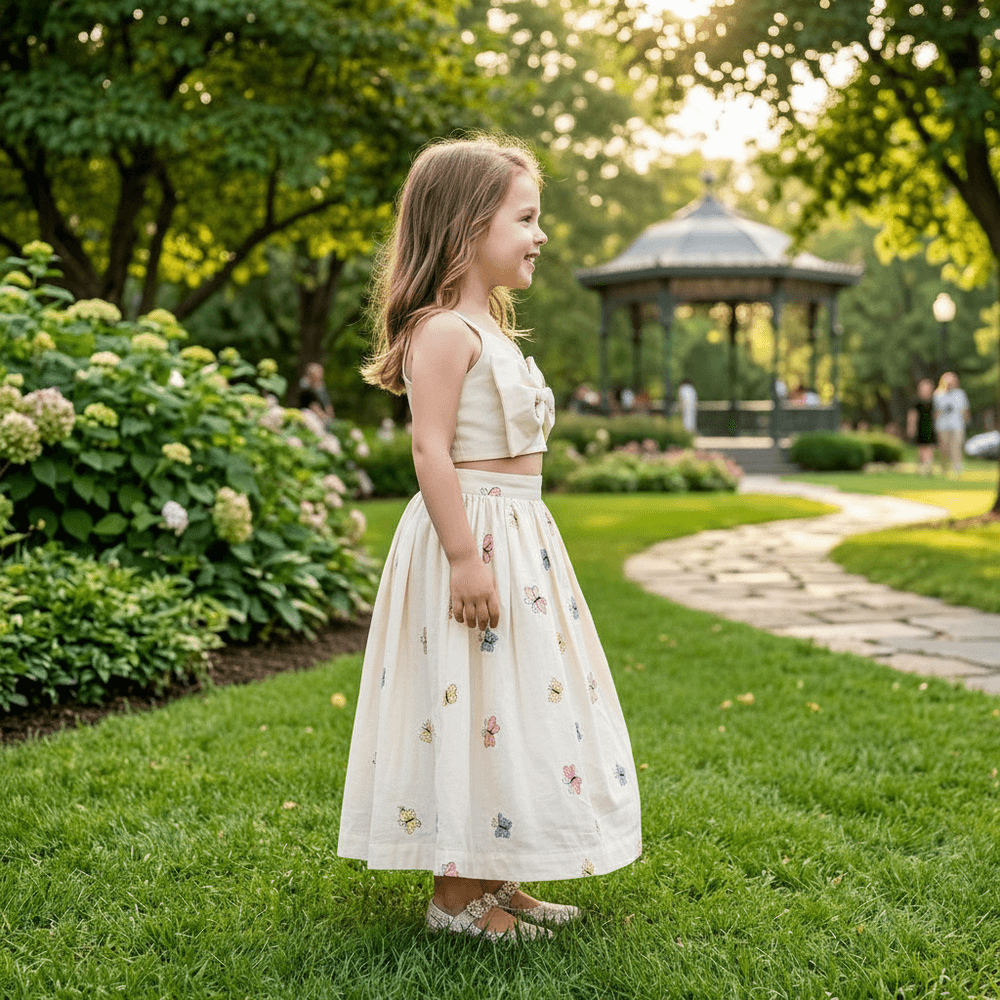 off white skirt & top for girls-M250139