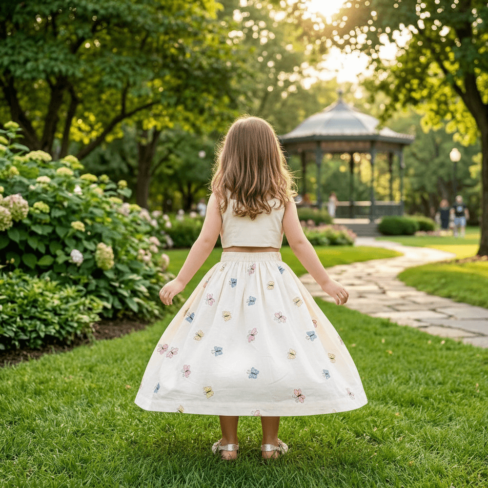 off white skirt & top for girls-M250139