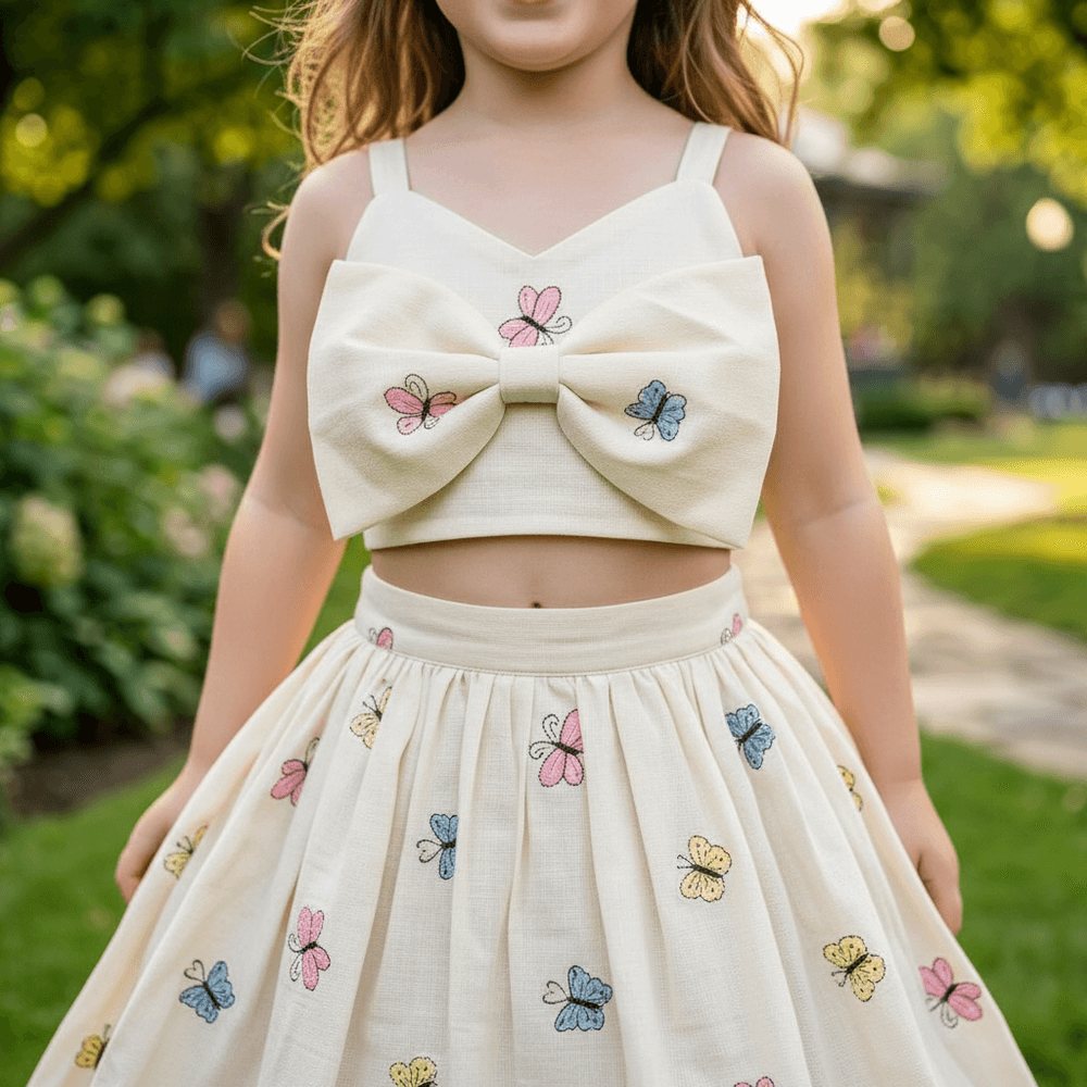 off white skirt & top for girls-M250139