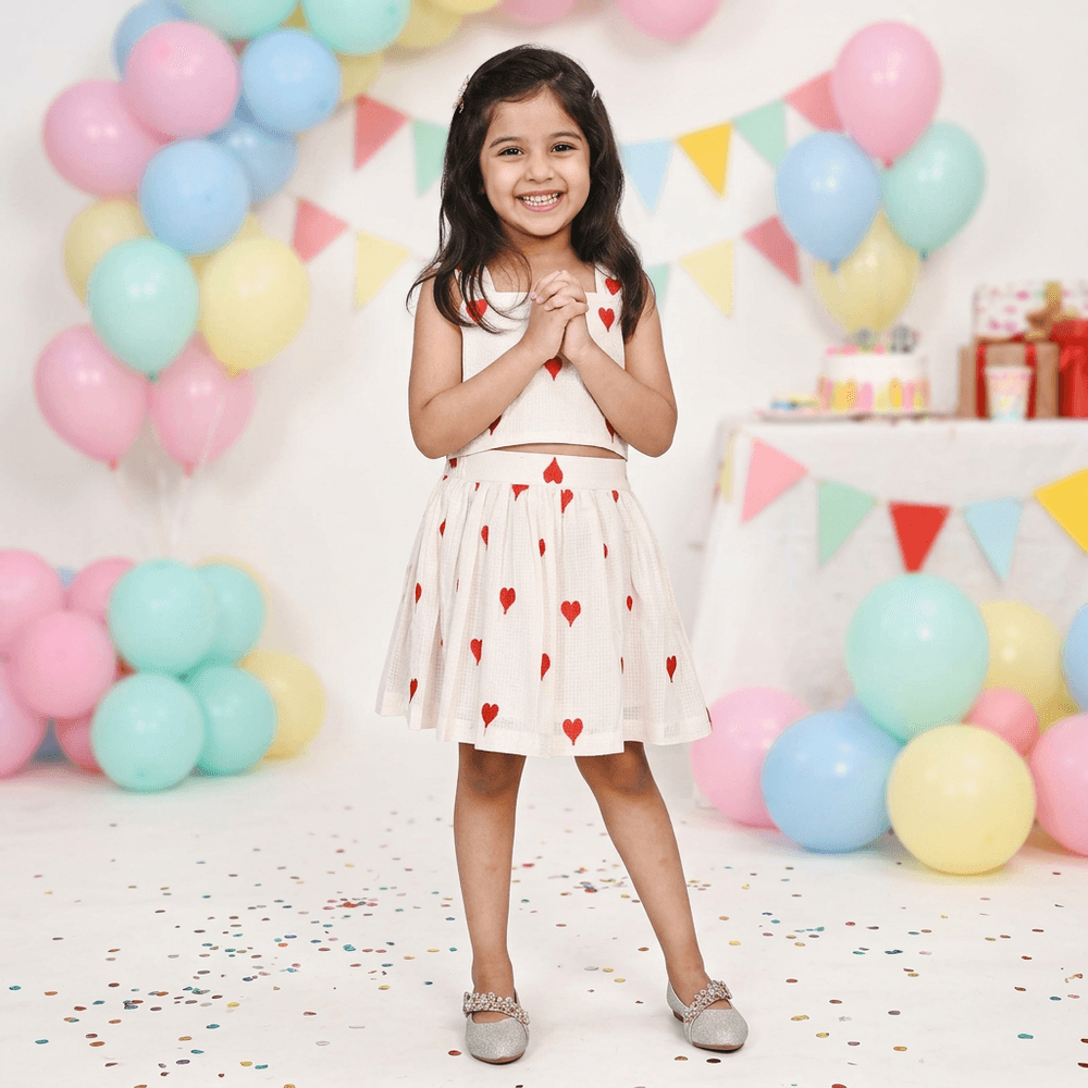 Off white skirt & top for girls-M250140