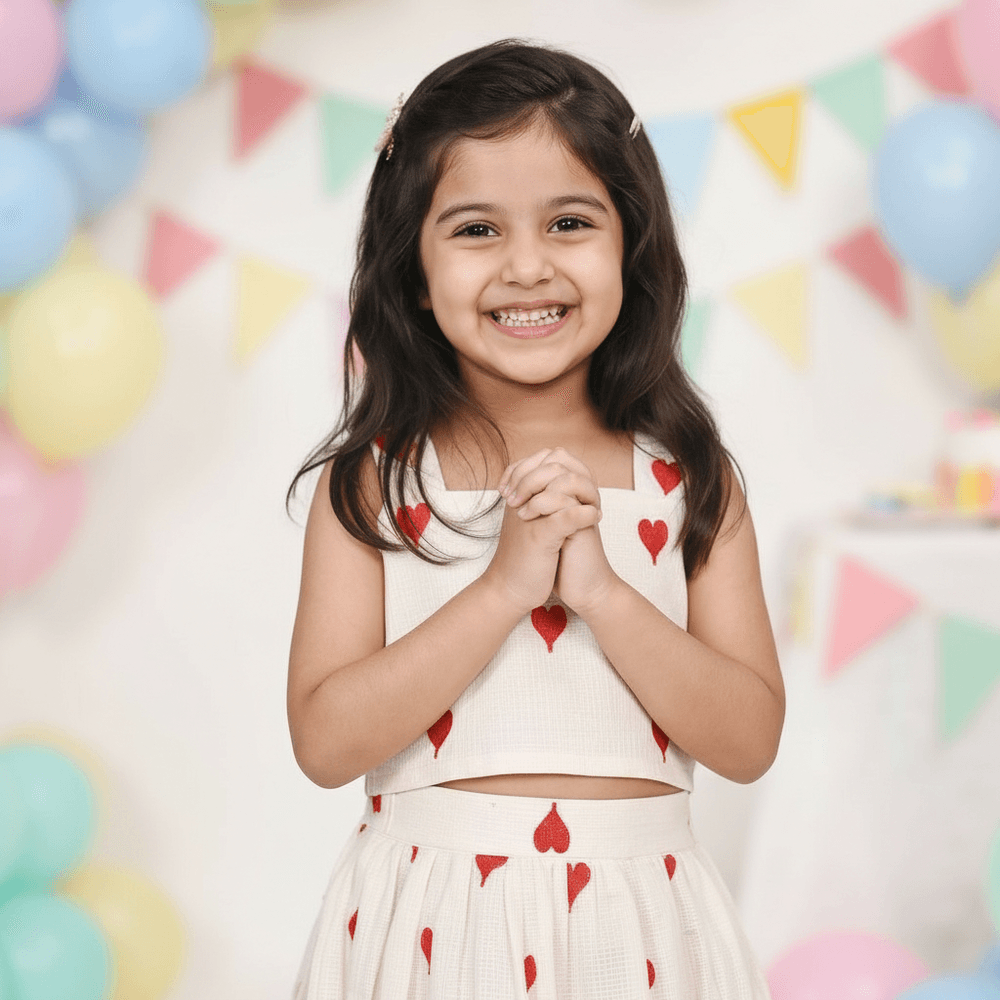Off white skirt & top for girls-M250140