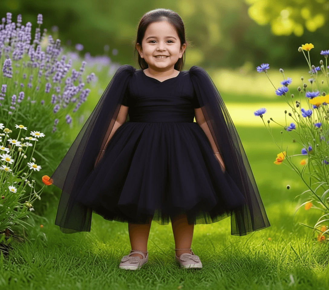 Black party frock for girls-M250025