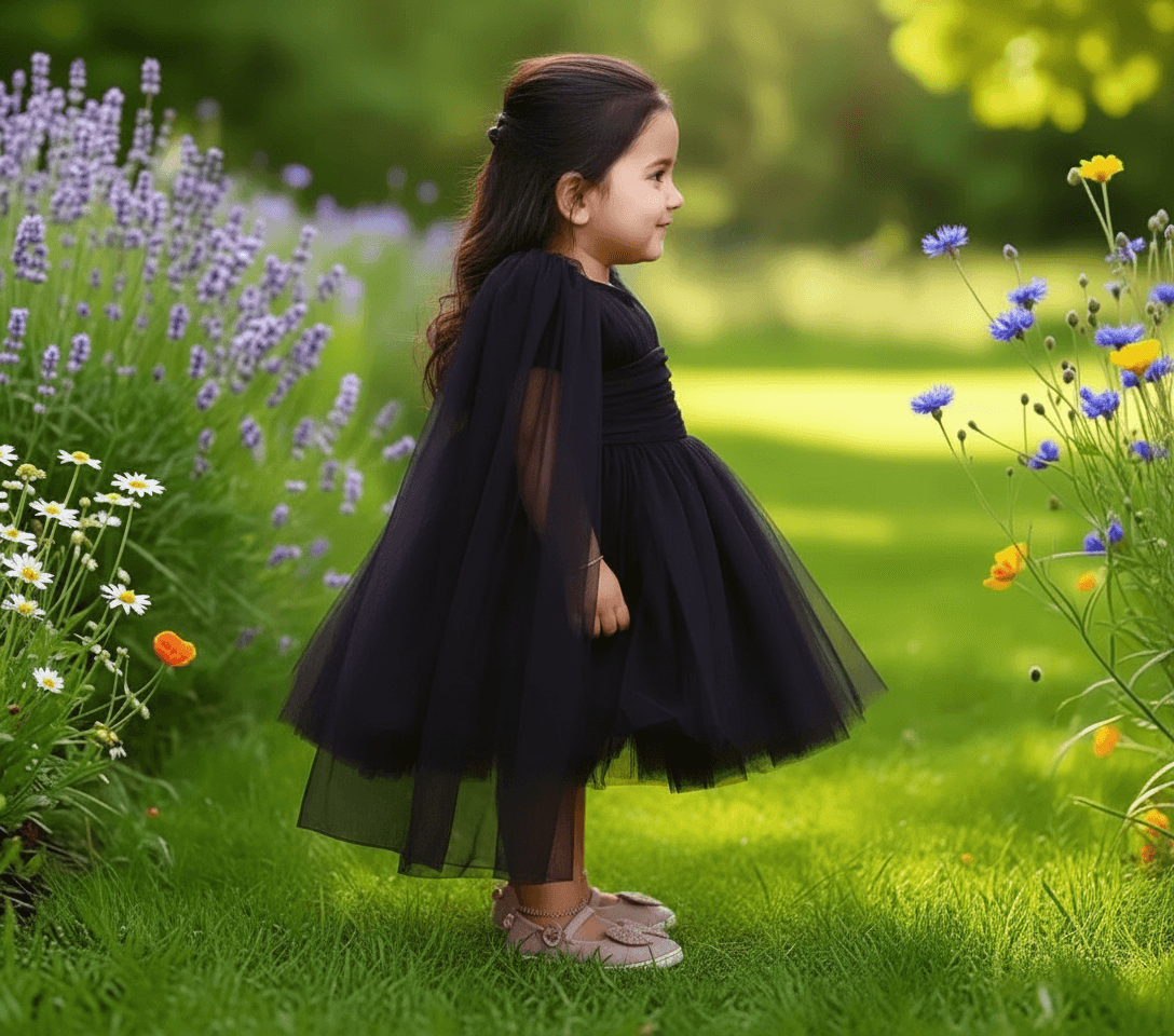 Black party frock for girls-M250025