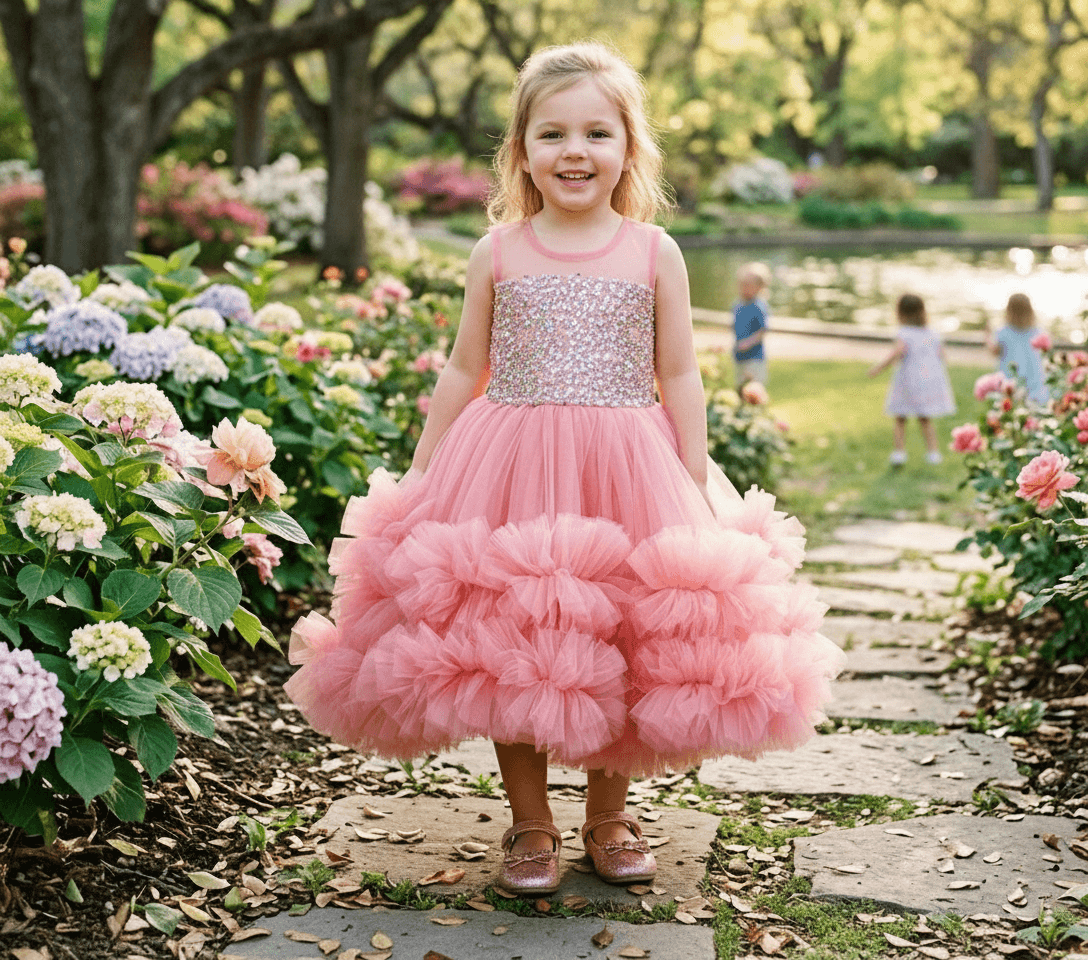 SALE Peach party frock for girls-M250024