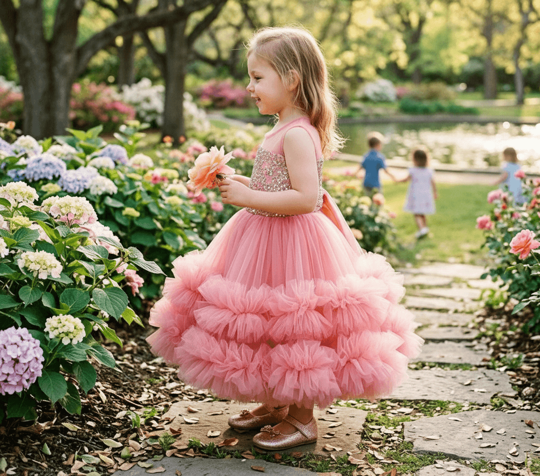SALE Peach party frock for girls-M250024