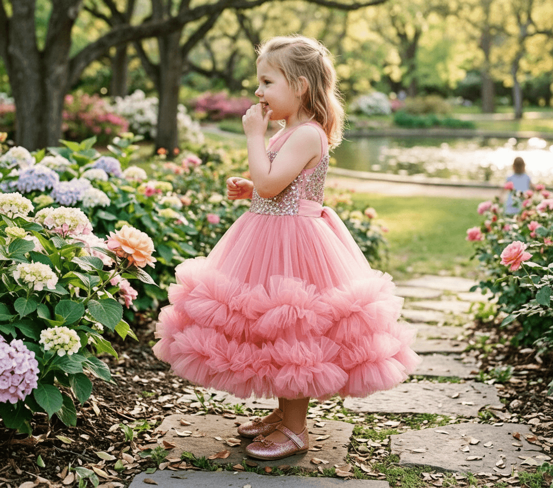 SALE Peach party frock for girls-M250024