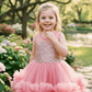 SALE Peach party frock for girls-M250024
