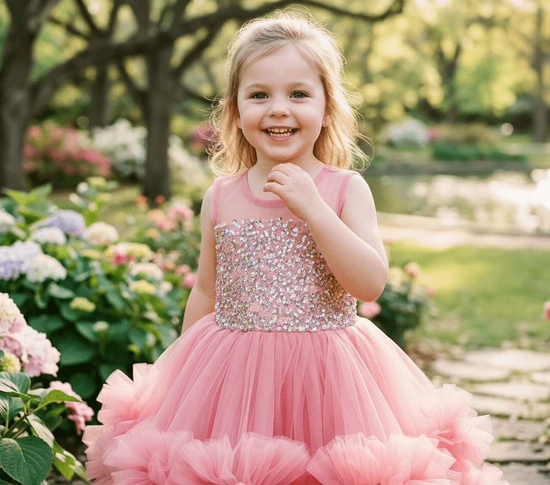 SALE Peach party frock for girls-M250024