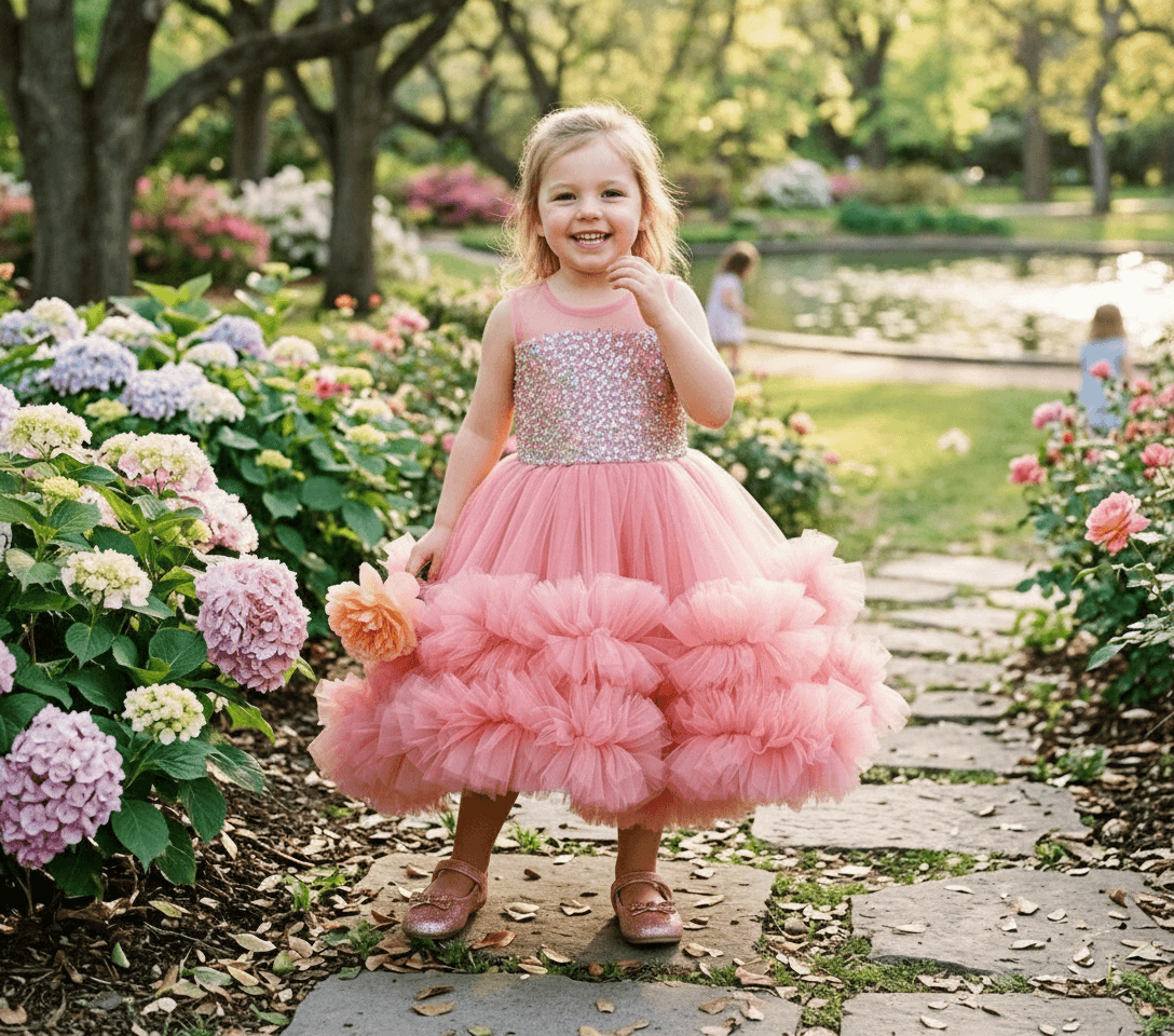 SALE Peach party frock for girls-M250024
