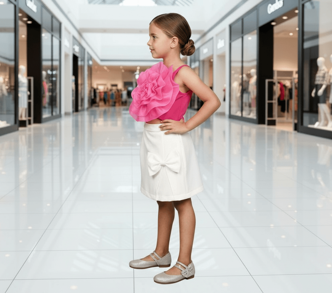 Magenta skirt and top for girls-M250020
