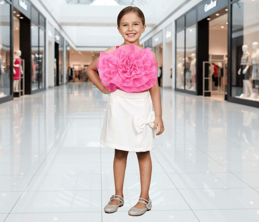 Magenta skirt and top for girls-M250020