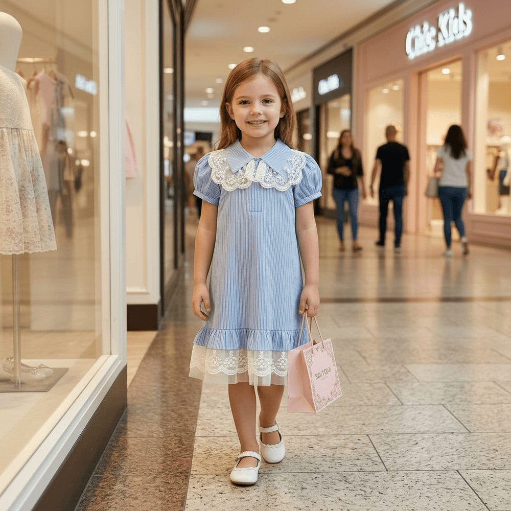 Blue cotton frock M260032