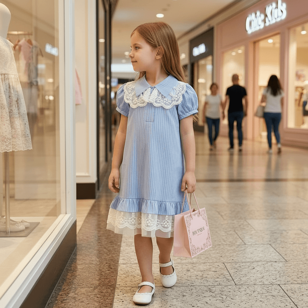 Blue cotton frock M260032