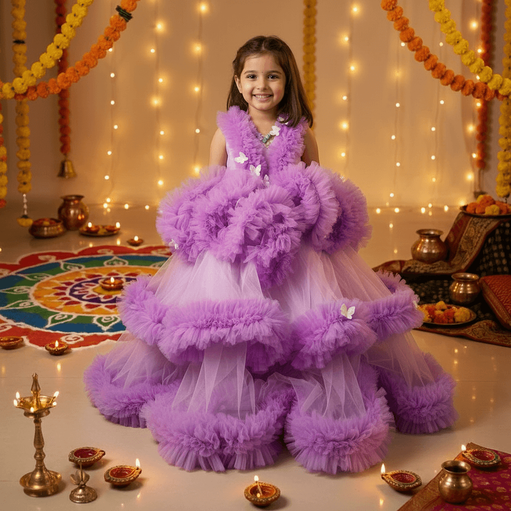 SALE purple net frock M260036