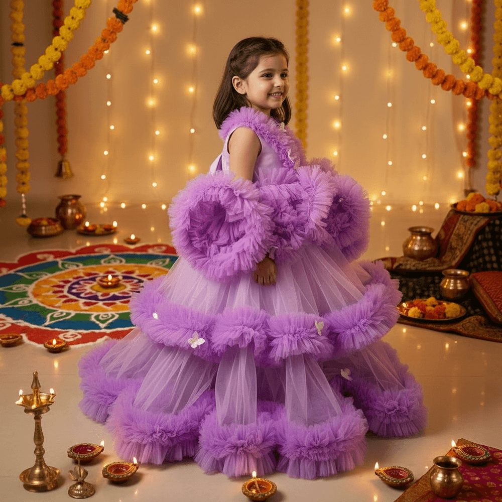 SALE purple net frock M260036