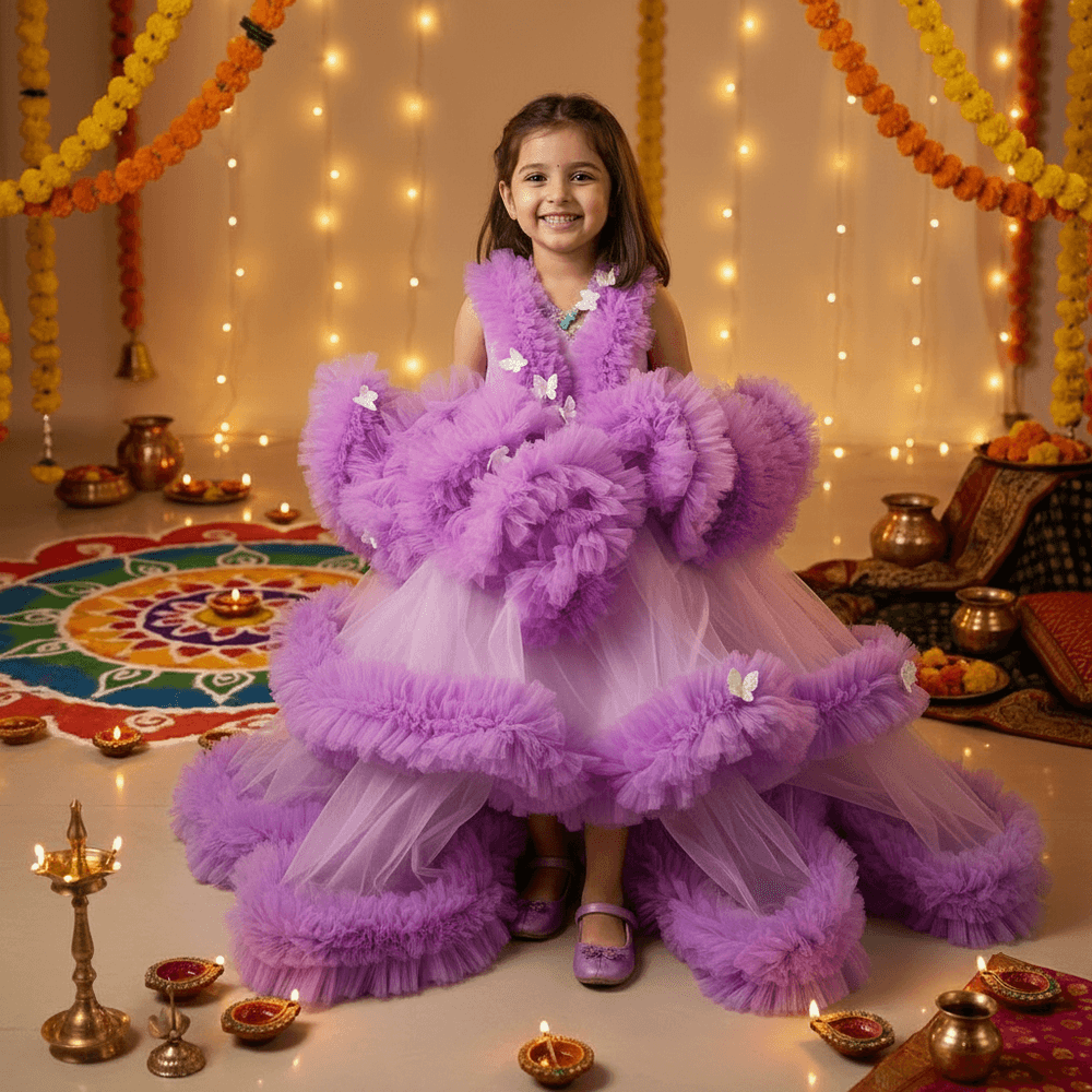 SALE purple net frock M260036