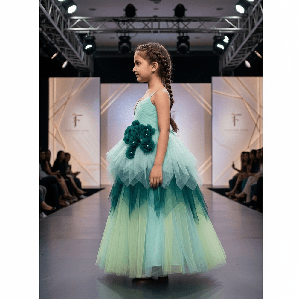 Green net frock M260041
