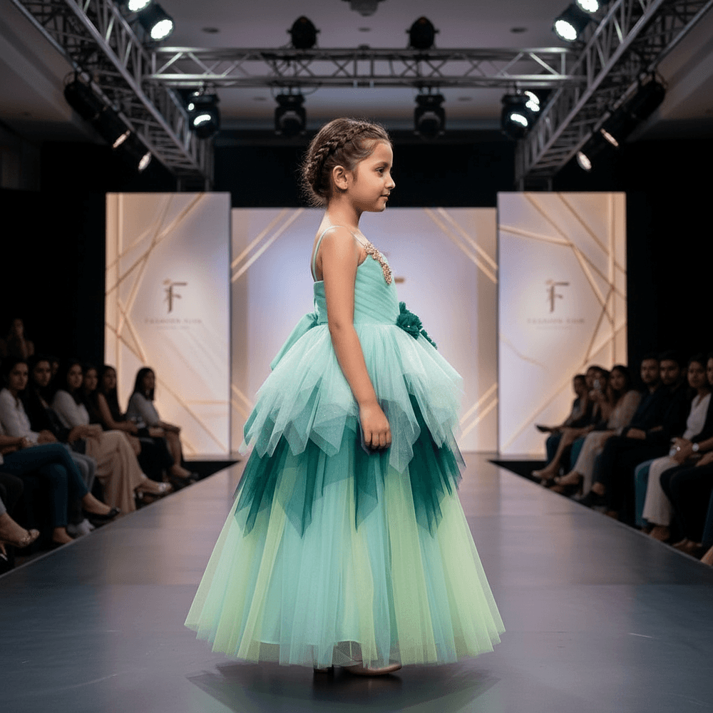 Green net frock M260041