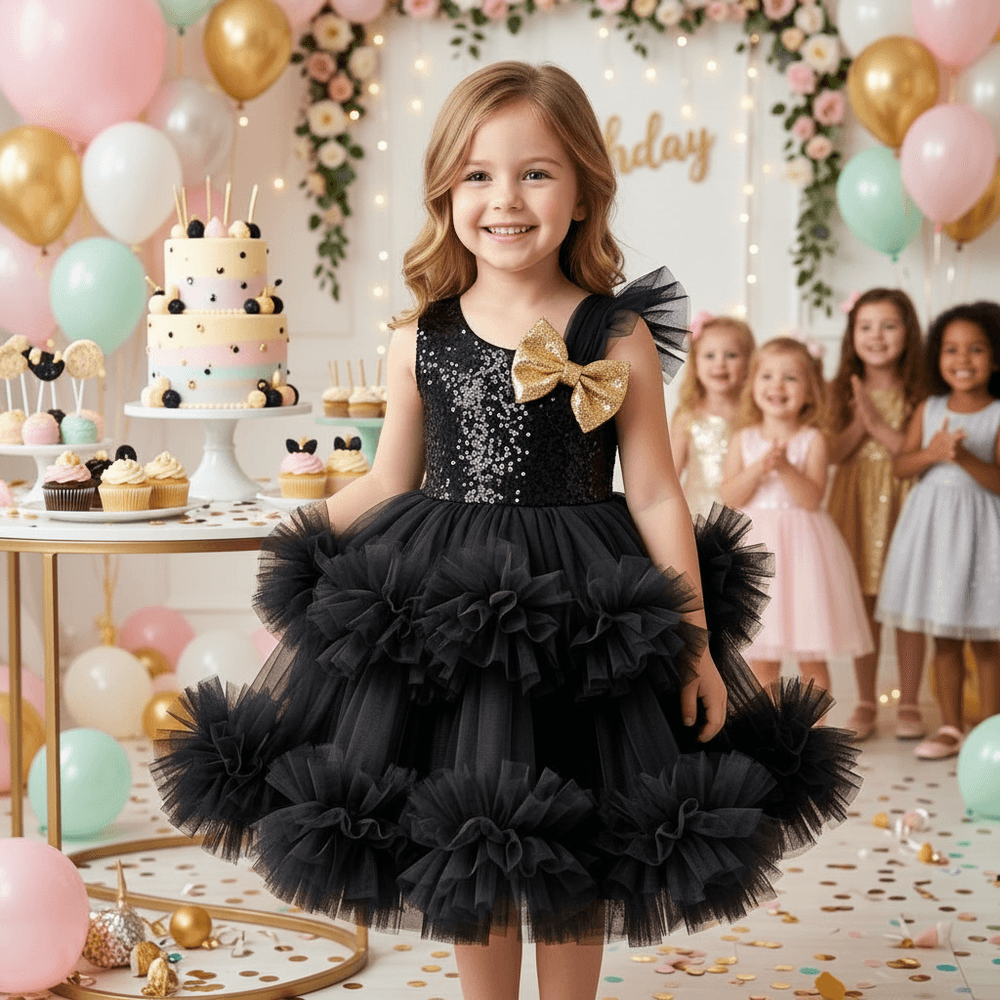 Black net frock M260043