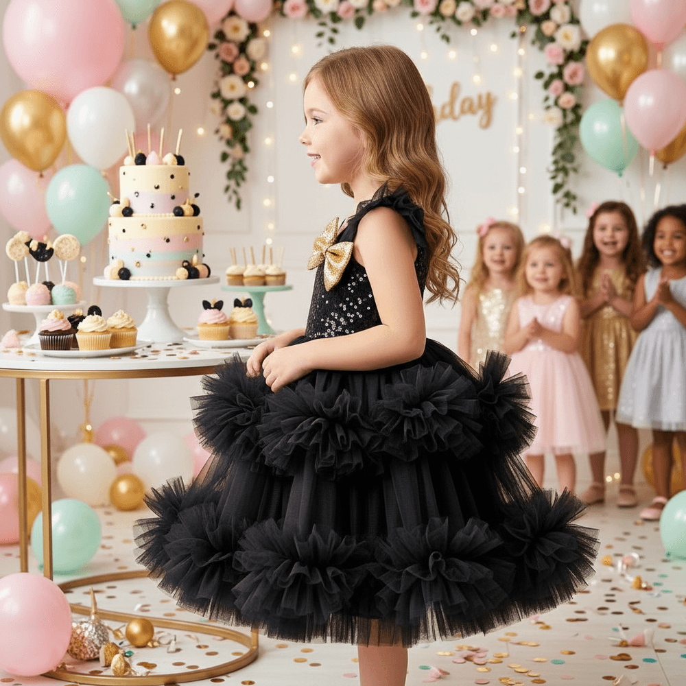 Black net frock M260043