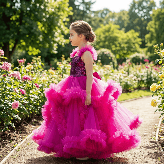 Magenta net frock M260044