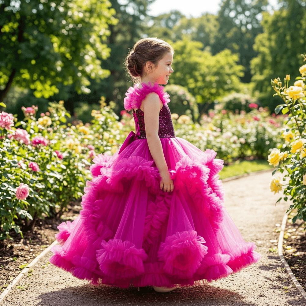 Magenta net frock M260044
