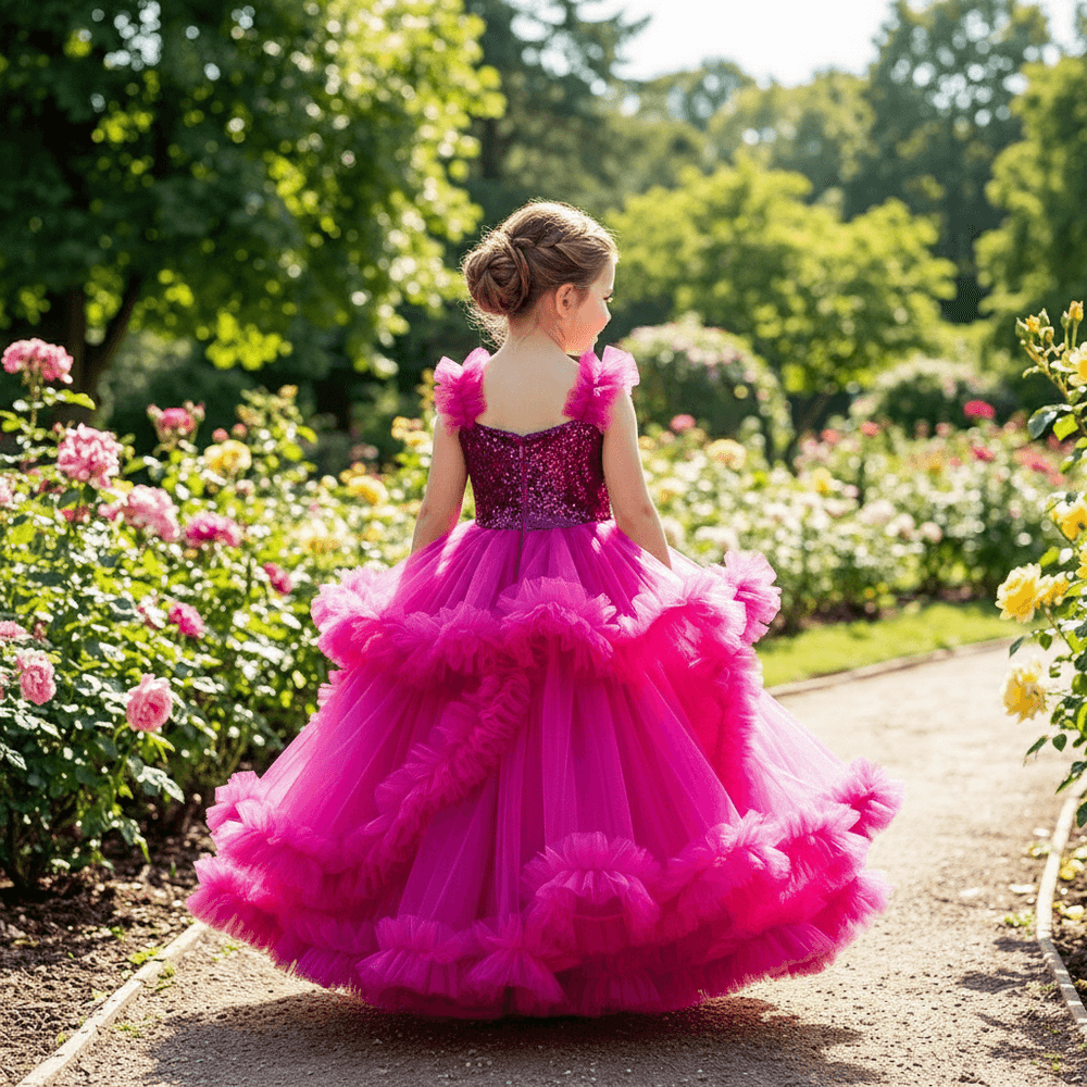 Magenta net frock M260044