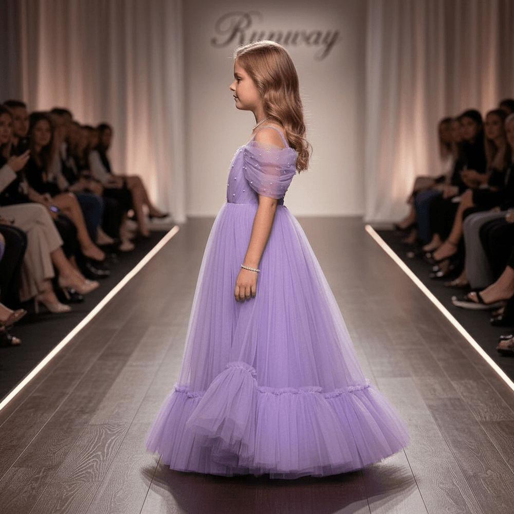 lavender net frock M260045