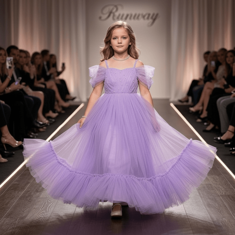 lavender net frock M260045
