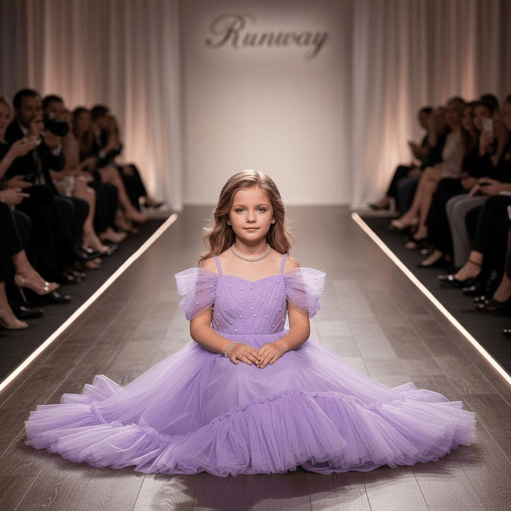 lavender net frock M260045